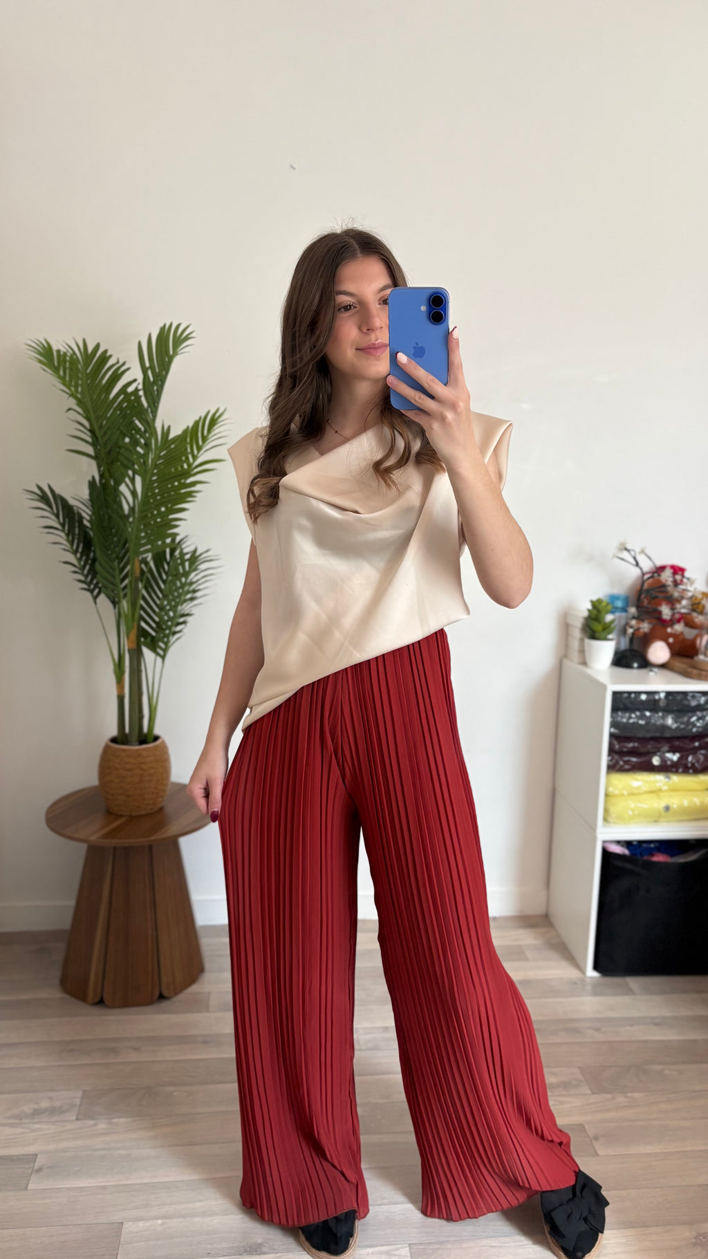 Pantalon plissé Pauline terracotta