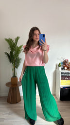 Pantalon plissé Pauline vert