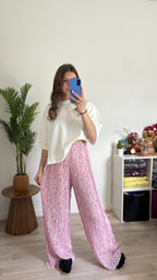 Pantalon plissé Capucine rose