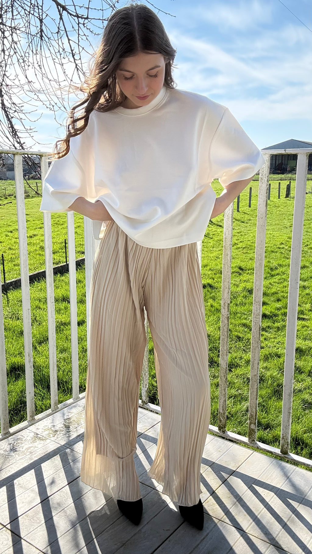 Pantalon plissé Pauline beige