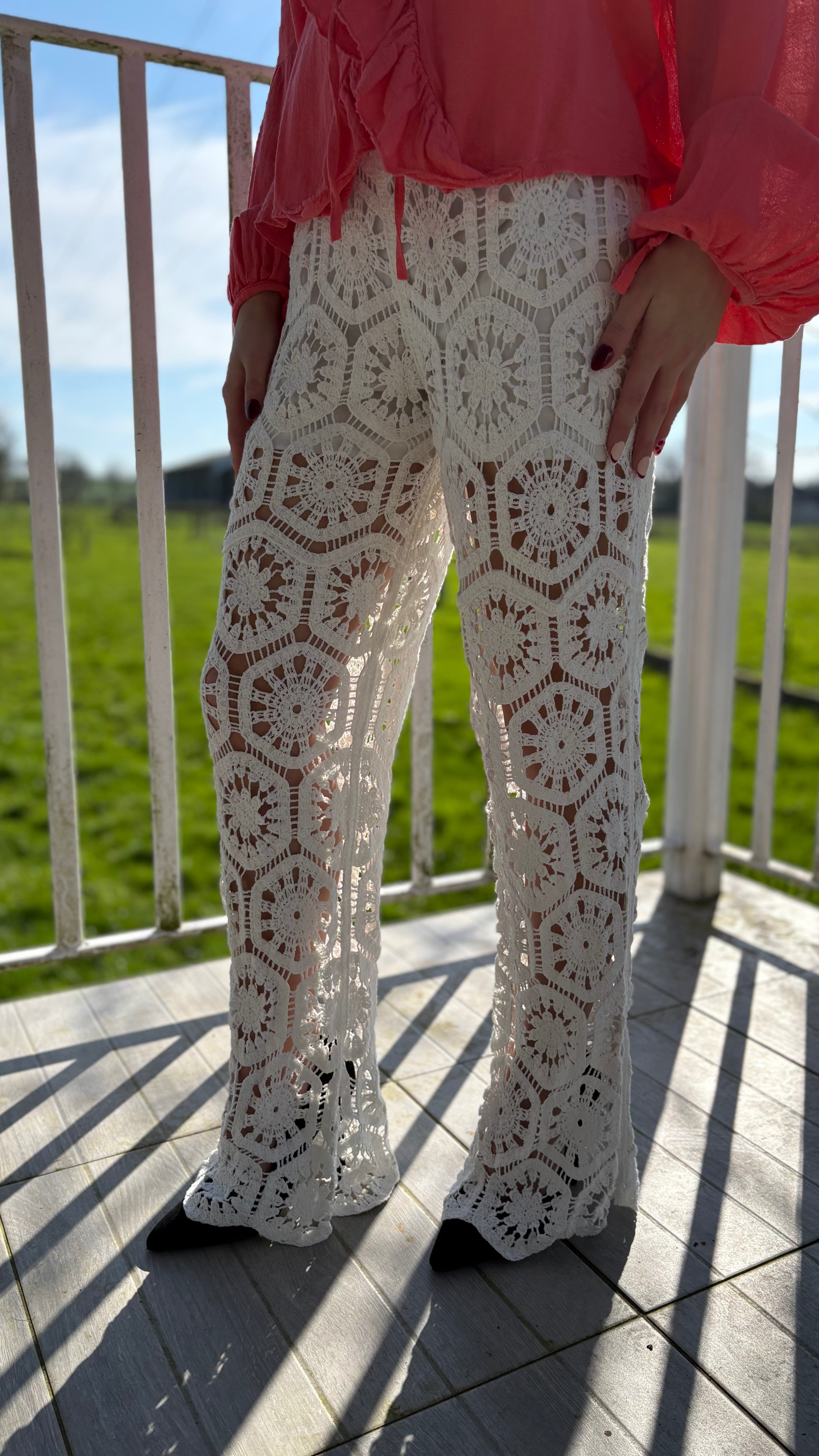 Pantalon dentelle Nina blanc