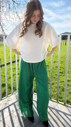 Pantalon plissé Pauline vert