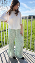 Pantalon plissé Capucine vert d'eau