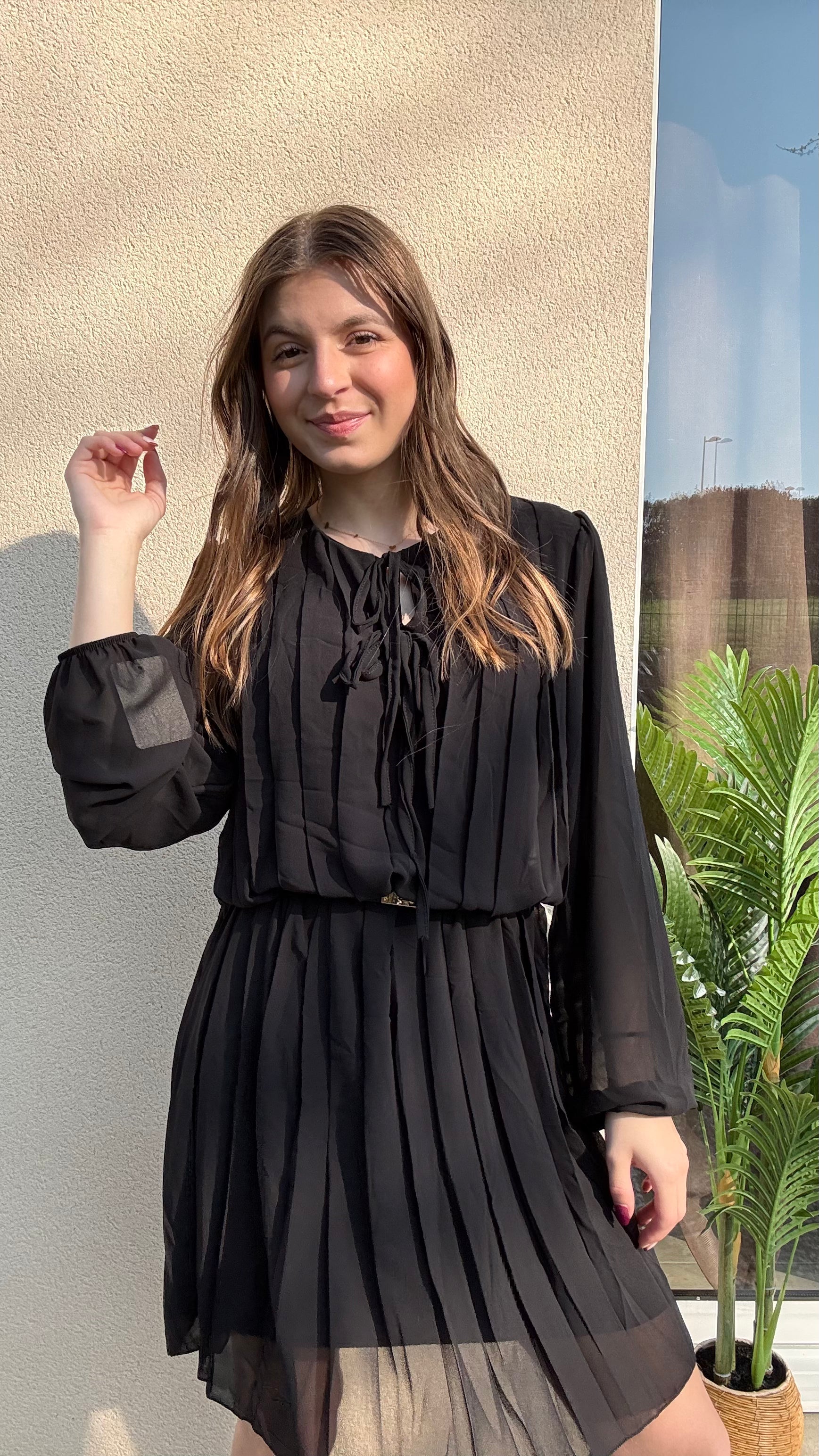 Robe plissé Maëlle noir