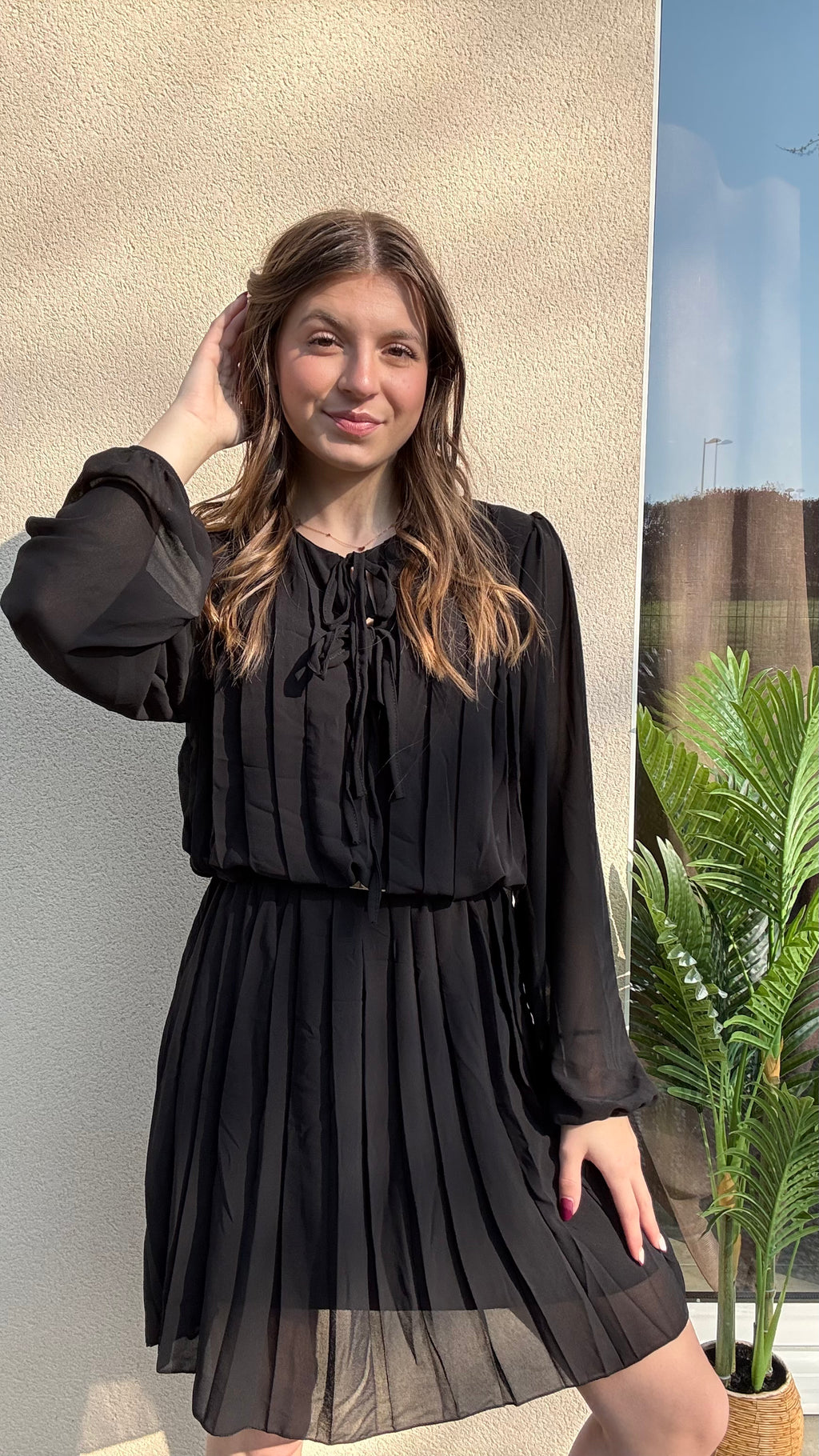 Robe plissé Maëlle noir