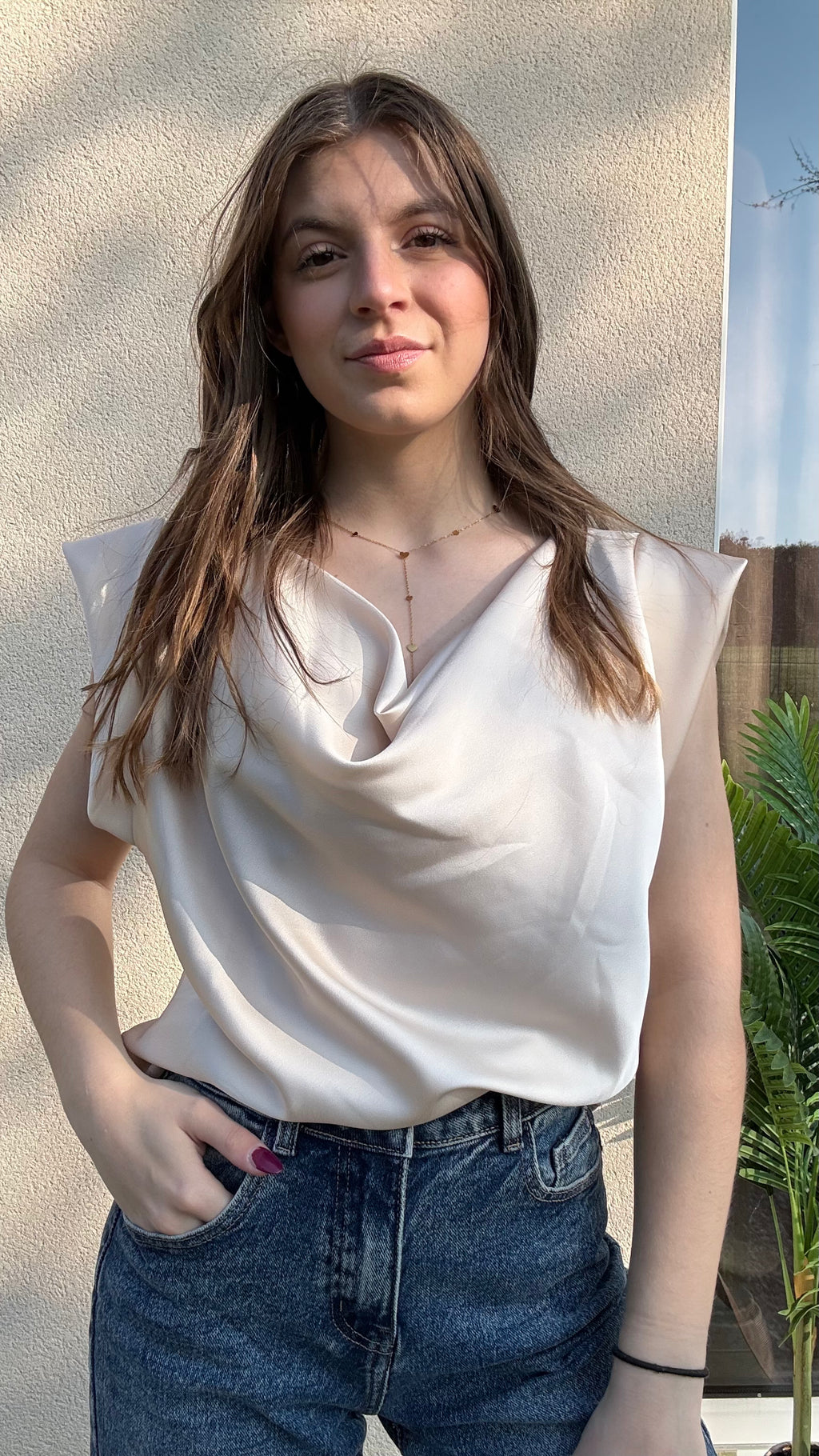 Blouse en satin Émy beige