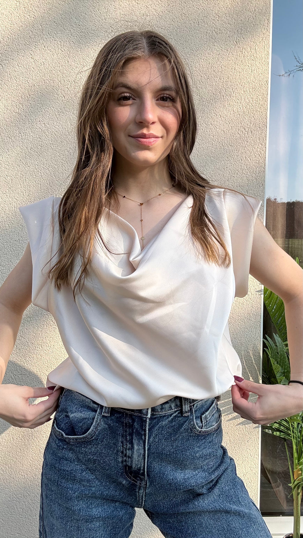 Blouse en satin Émy beige