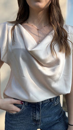 Blouse en satin Émy beige