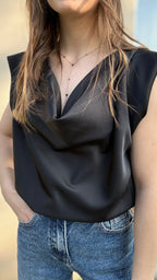 Blouse en satin Émy noir