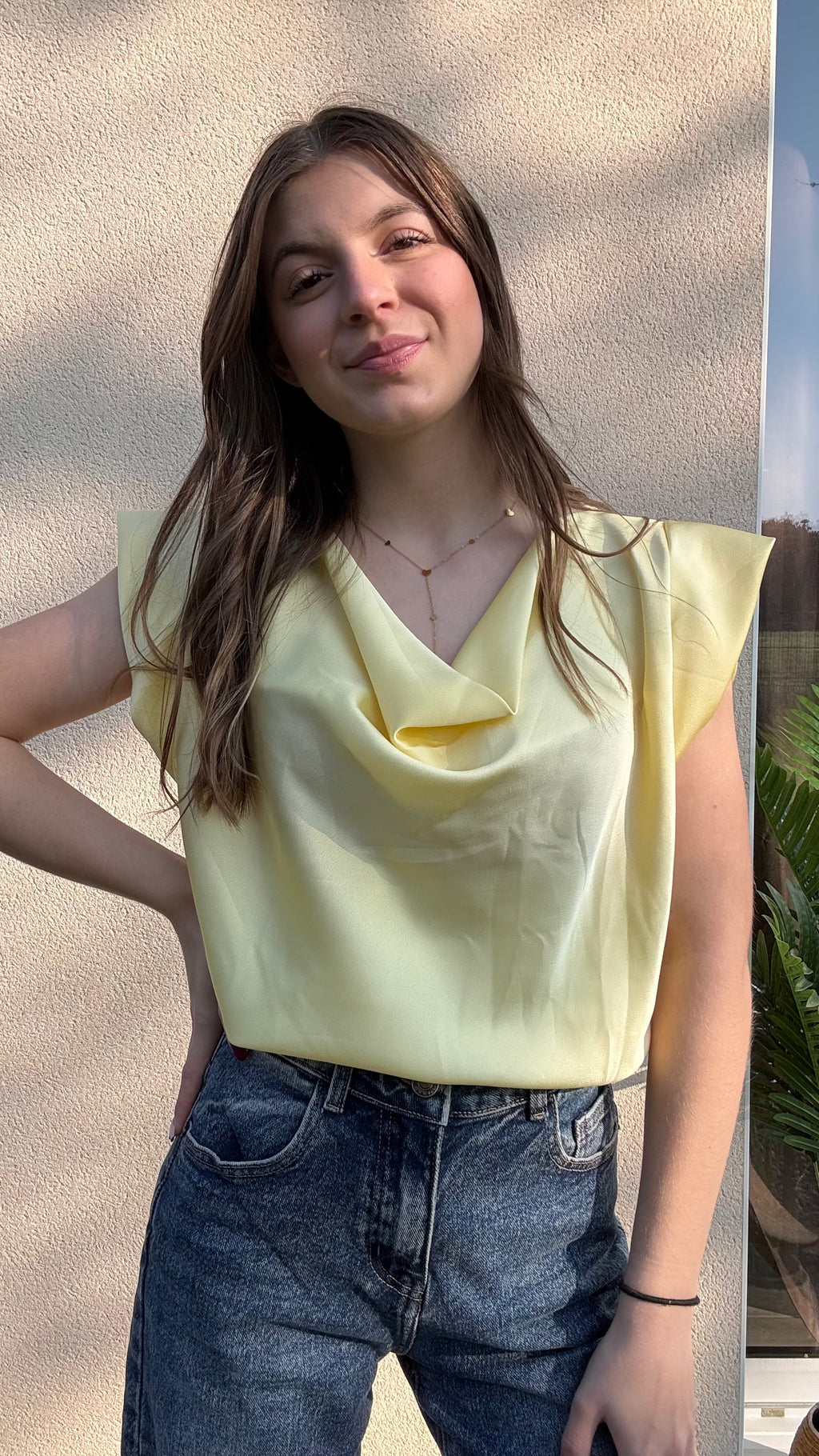 Blouse en satin Émy jaune