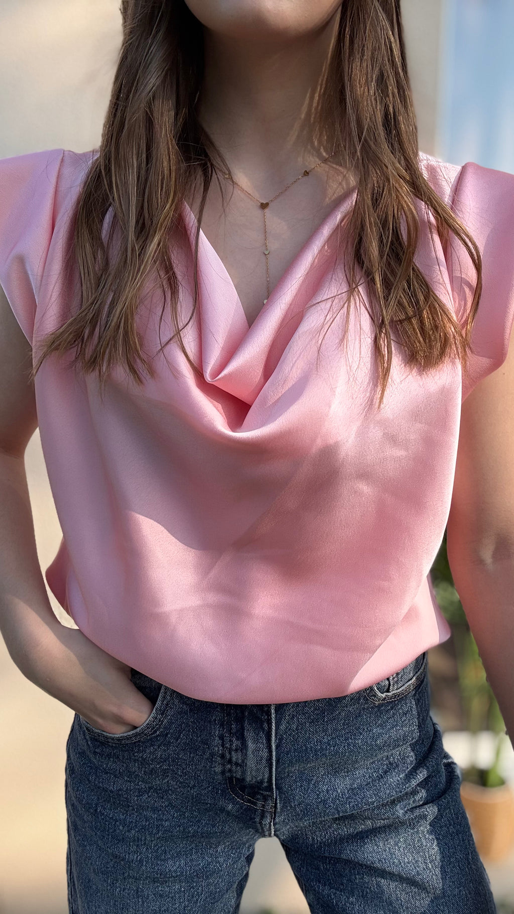 Blouse en satin Émy rose