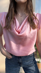 Blouse en satin Émy rose