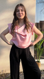 Blouse en satin Émy rose