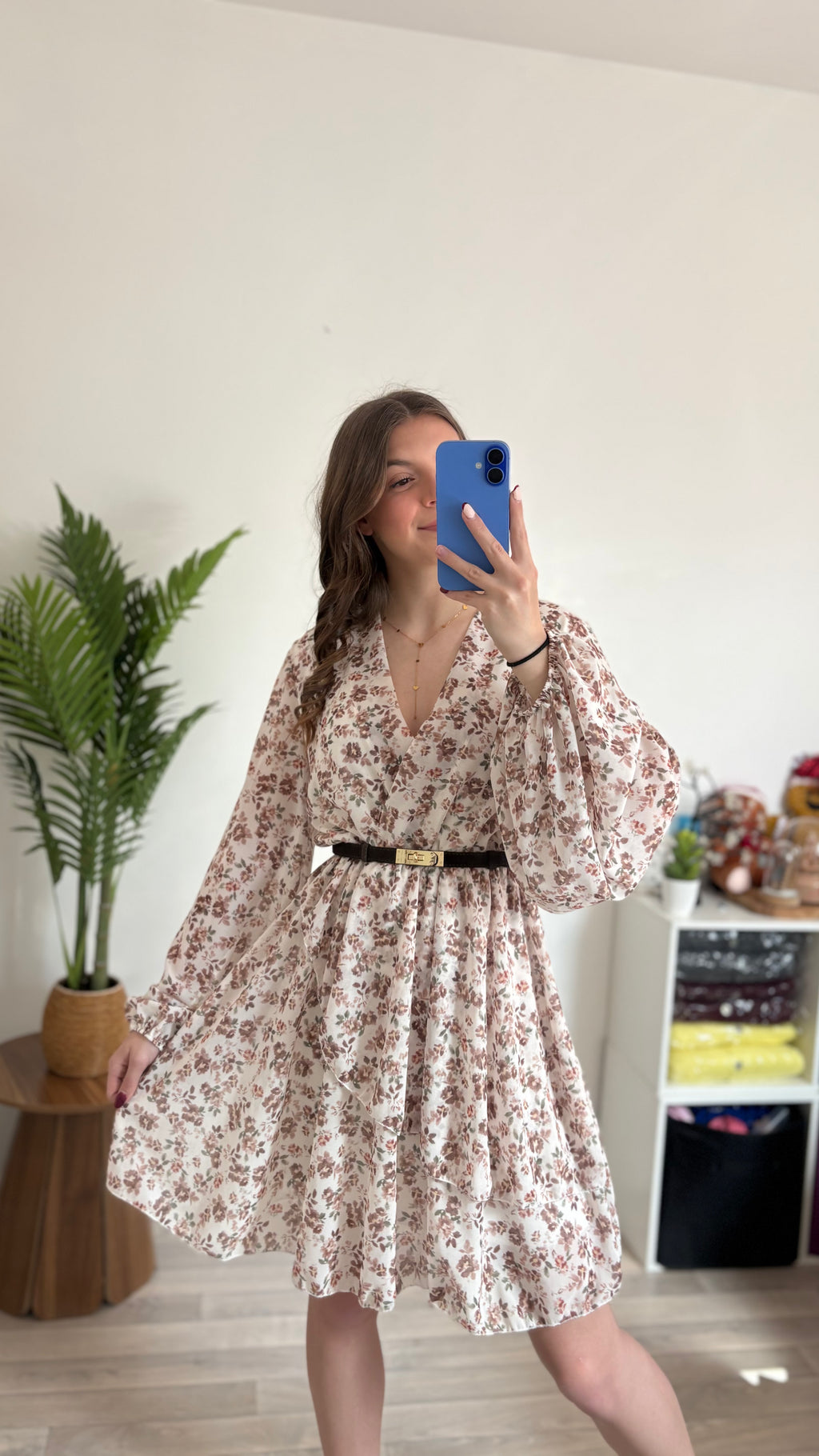 Robe à fleurs Marina choco