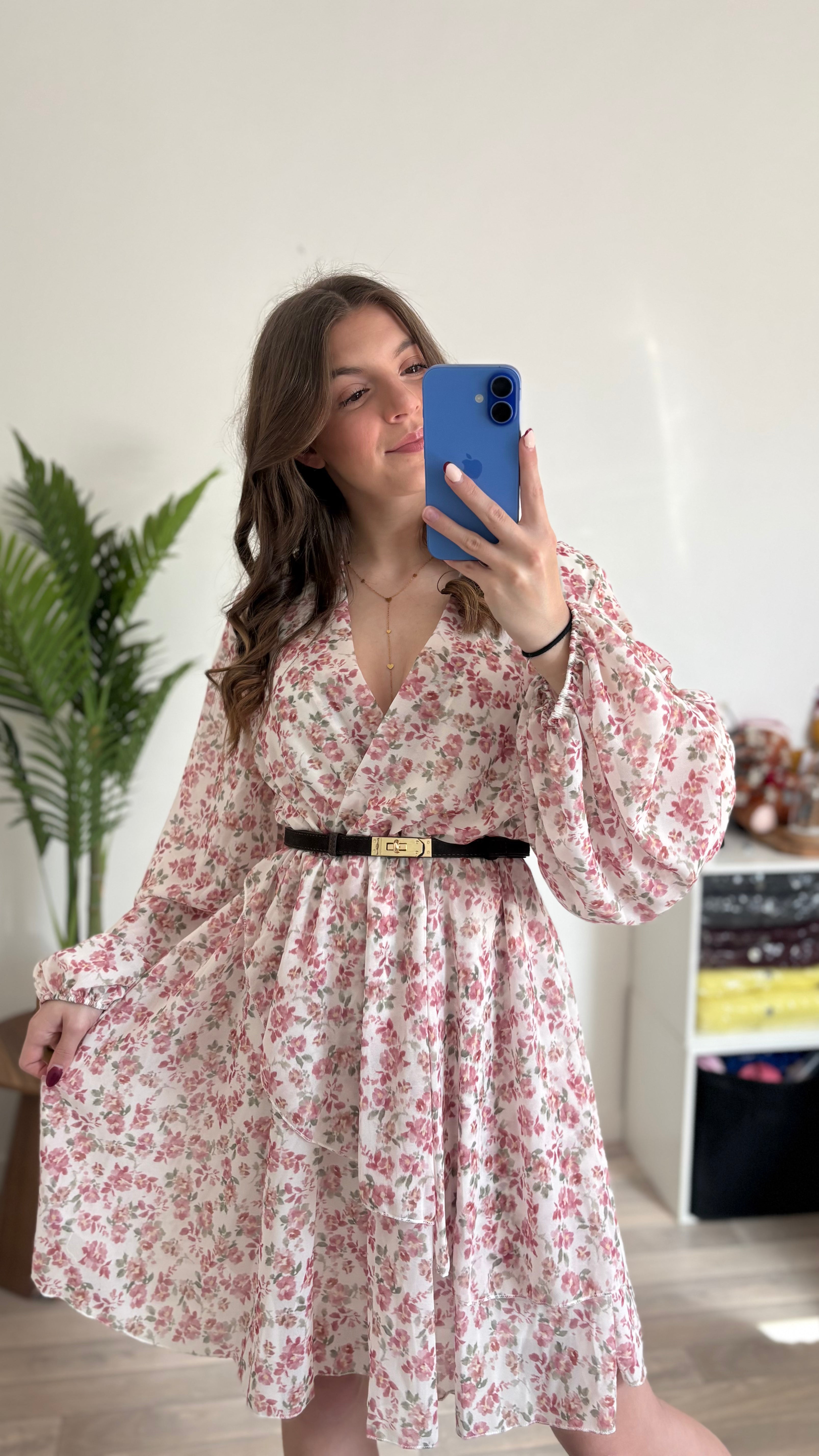 Robe à fleurs Marina rose