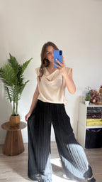 Pantalon plissé Pauline noir