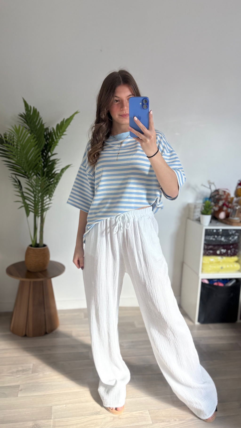 Pantalon coton ambre blanc