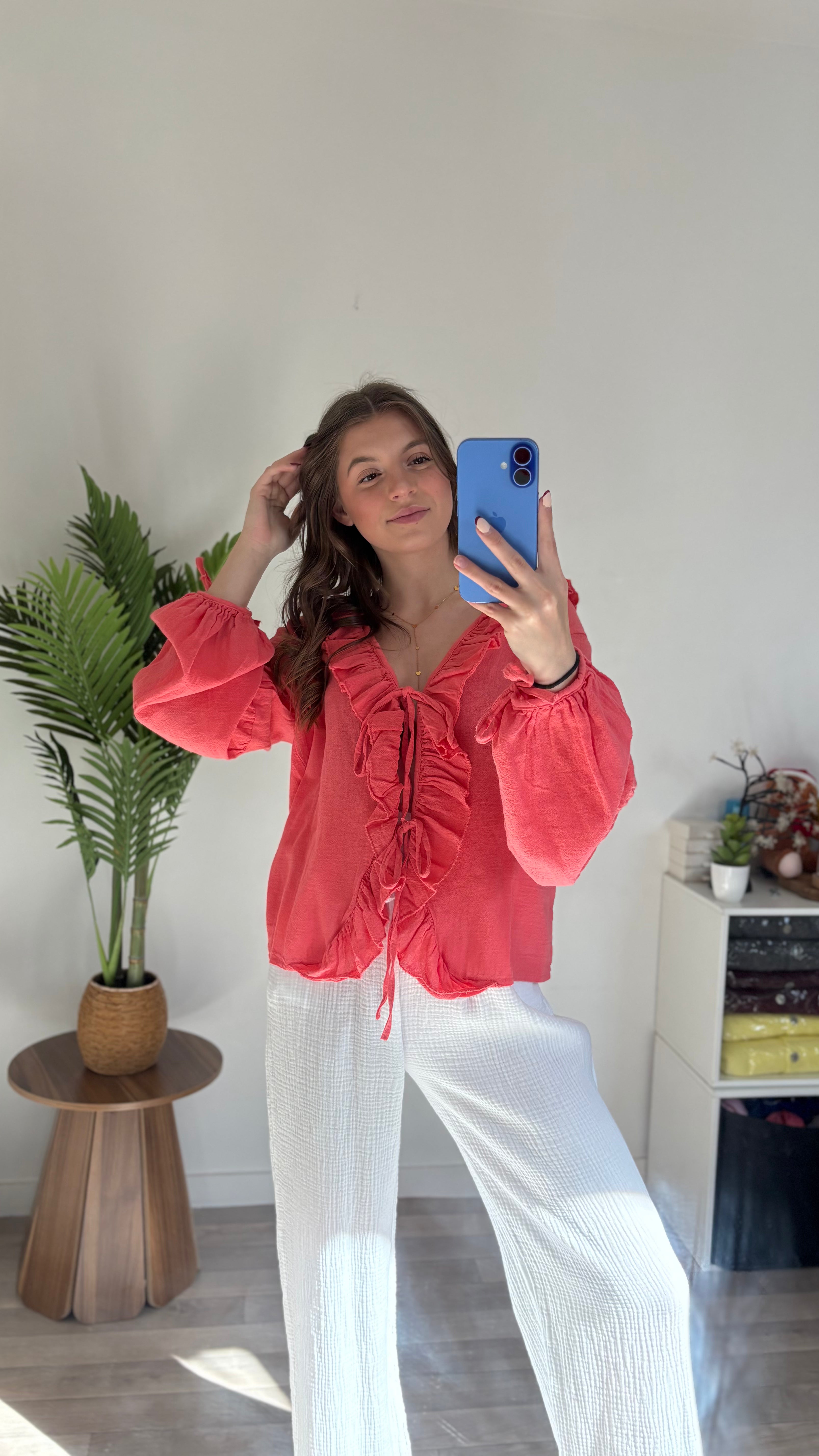 Pantalon coton ambre blanc
