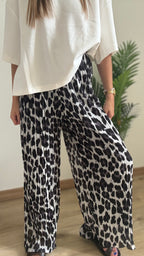 Pantalon plissé léopard