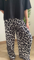 Pantalon plissé léopard