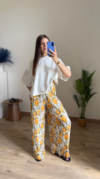 Pantalon plissé citron