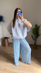 Pantalon plissé Capucine bleu