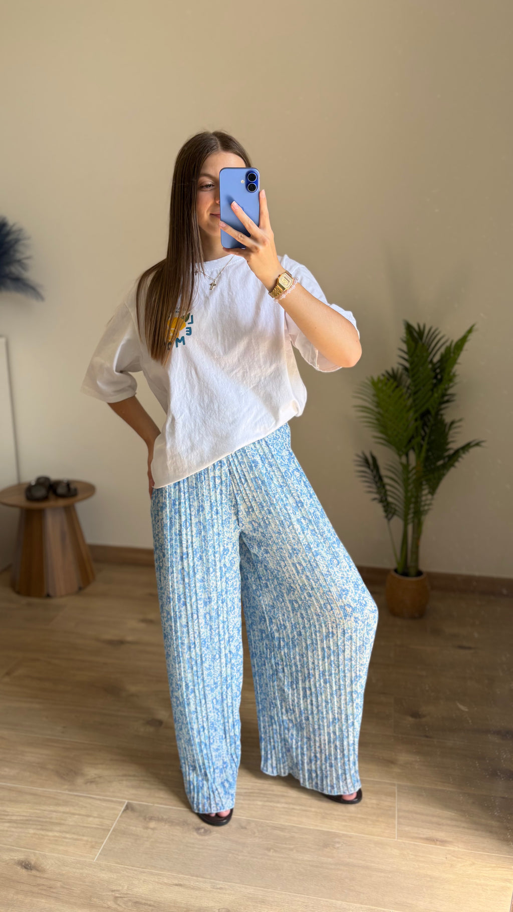 Pantalon plissé Capucine bleu