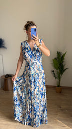 Robe longue Eléonore bleu