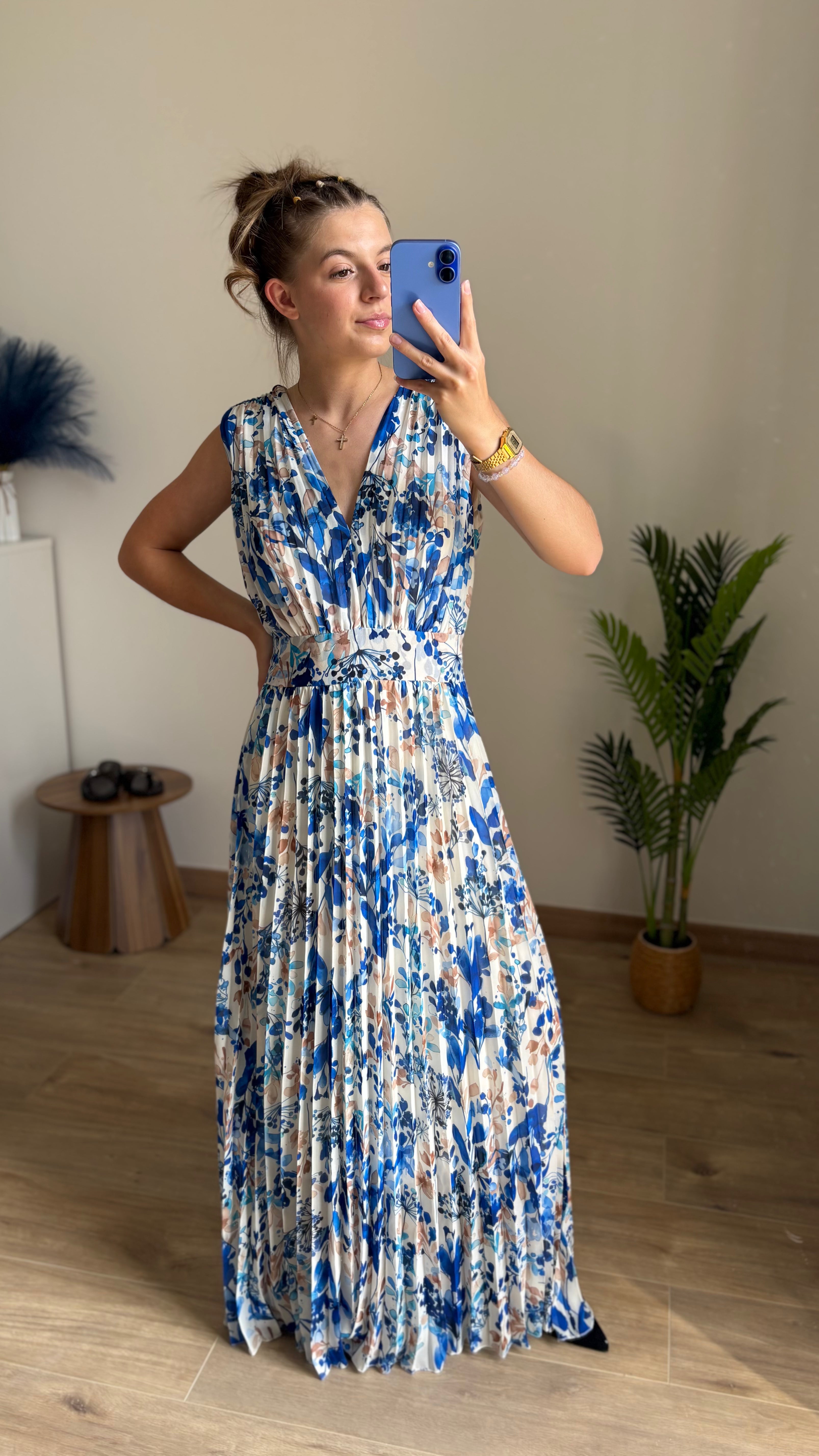 Robe longue Eléonore bleu