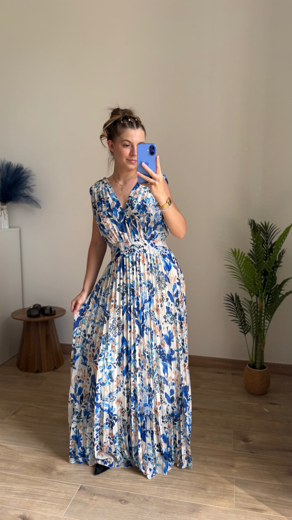 Robe longue Eléonore bleu