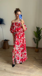 Robe longue Nathalie rouge