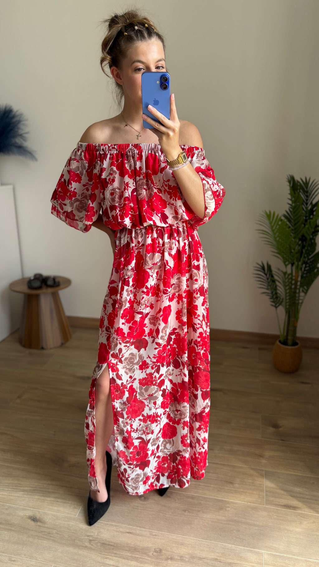 Robe longue Nathalie rouge
