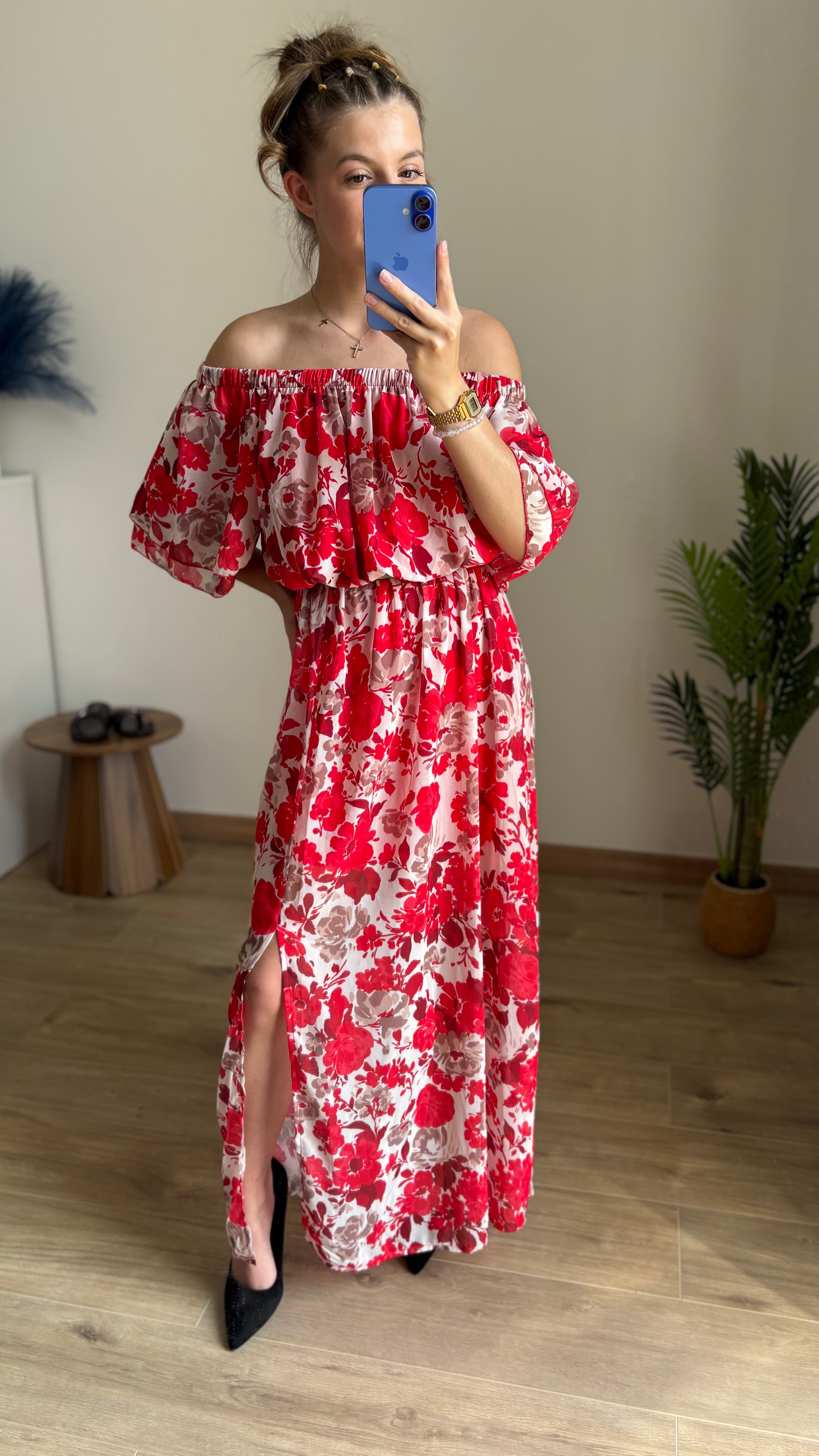 Robe longue Nathalie rouge