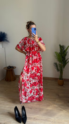 Robe longue Nathalie rouge