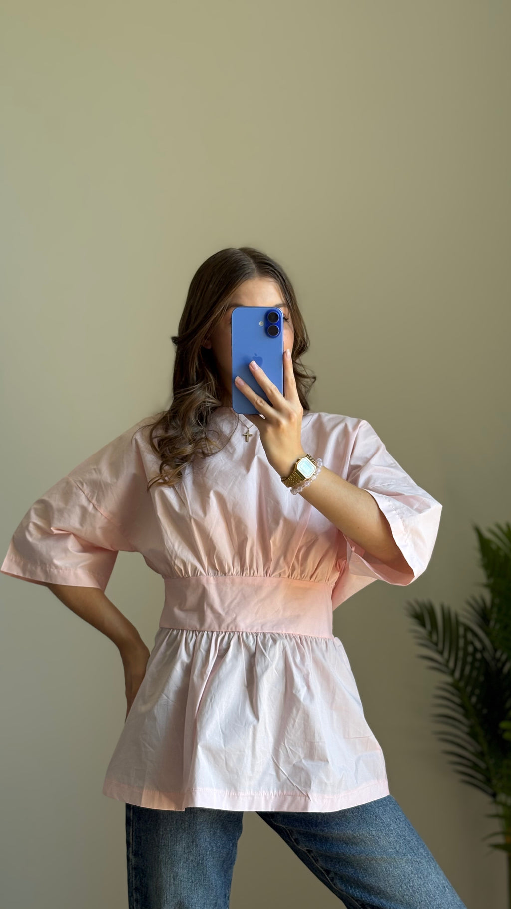 Blouse dos nu Inès rose