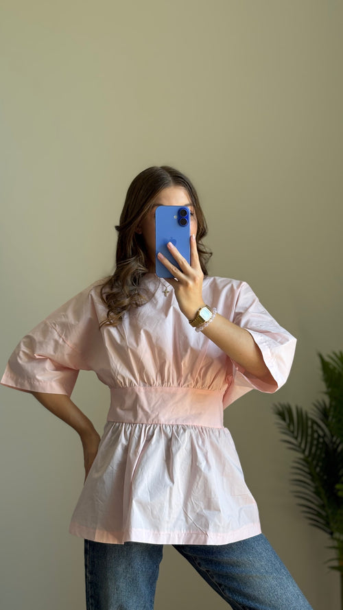 Blouse dos nu Inès rose