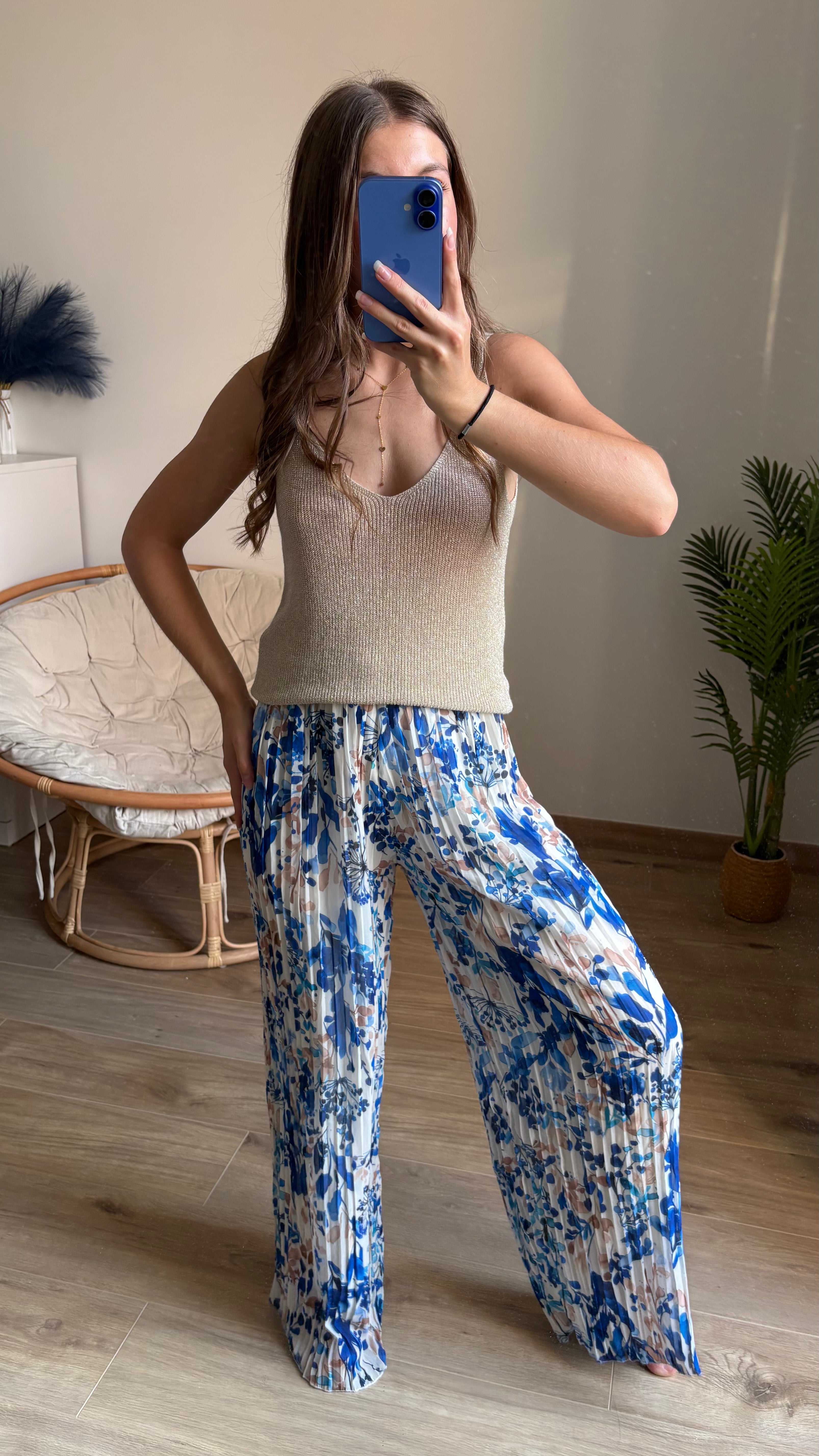 Pantalon plissé Flora bleu